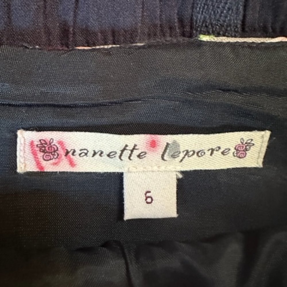NANETTE LEPORE Navy, Cream, Green, Red and Blue Gros Grain Ribbon Skirt - 6 - Picture 8 of 9